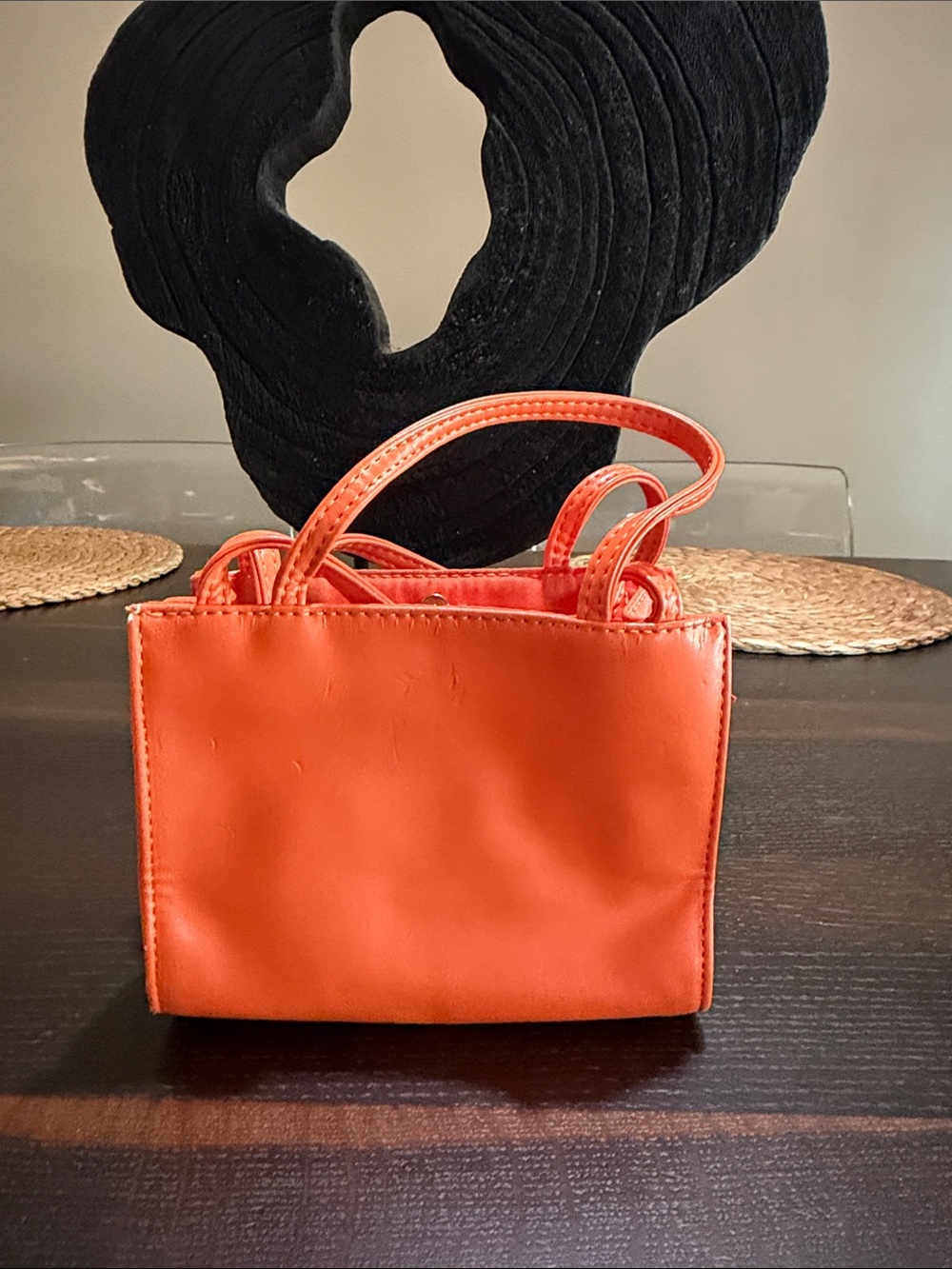 Telfar Orange Mini Shopping Bag with Embossed Logo - Picture 3 of 11